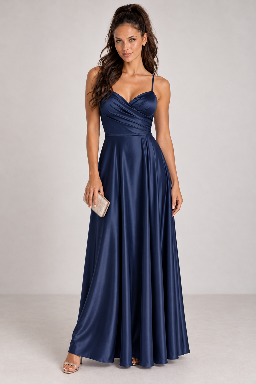 Vestido Satinado 24780 color Azul Marino