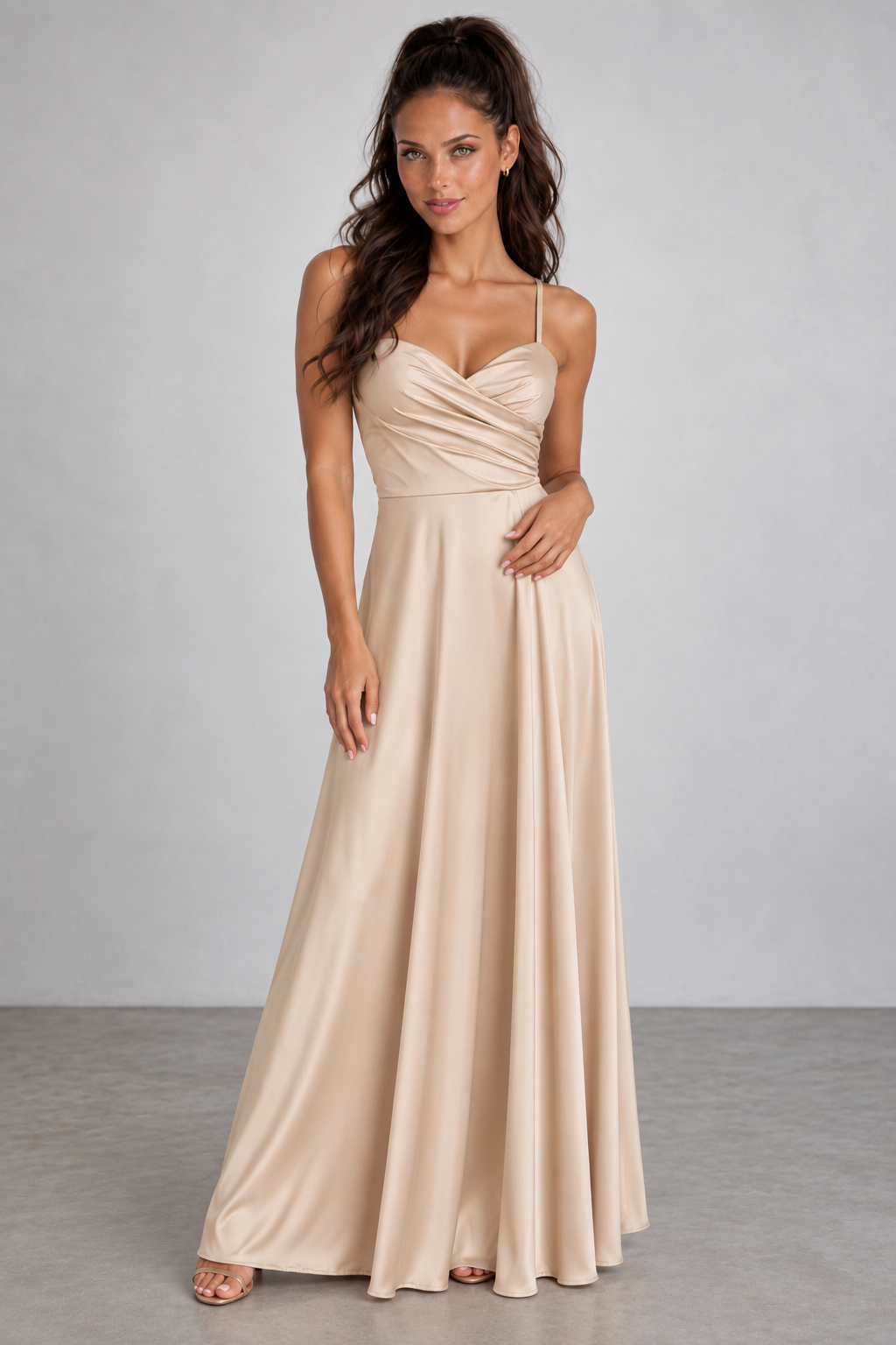 Vestido Satinado 24780 color Champán