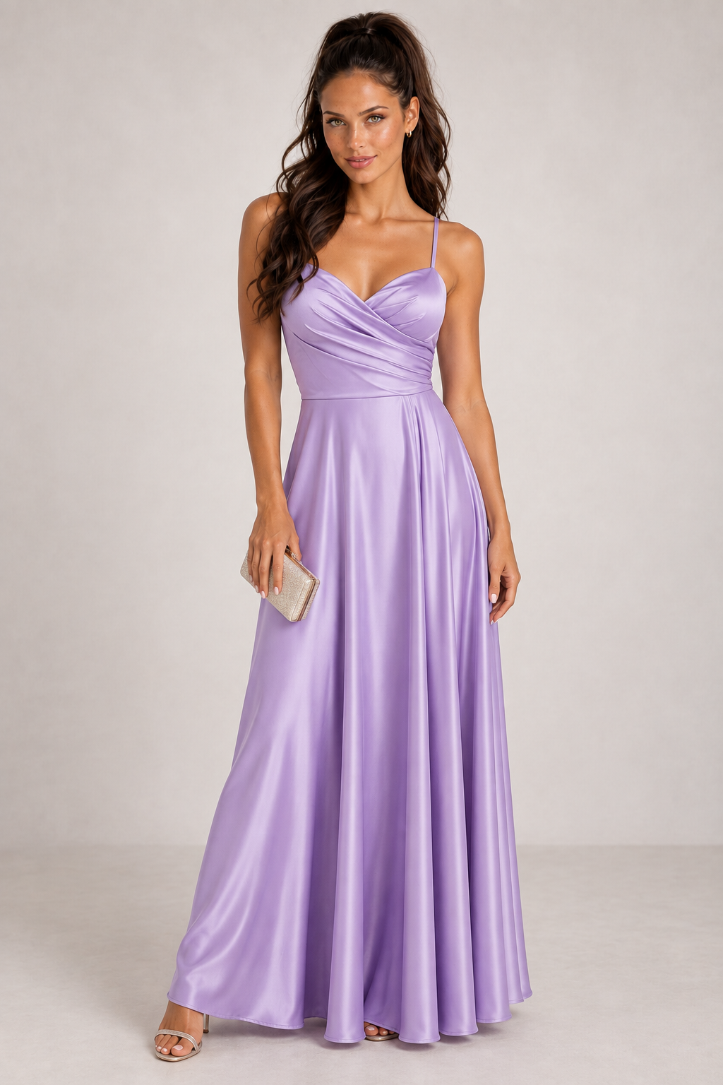 Vestido Satinado 24780 color Lila
