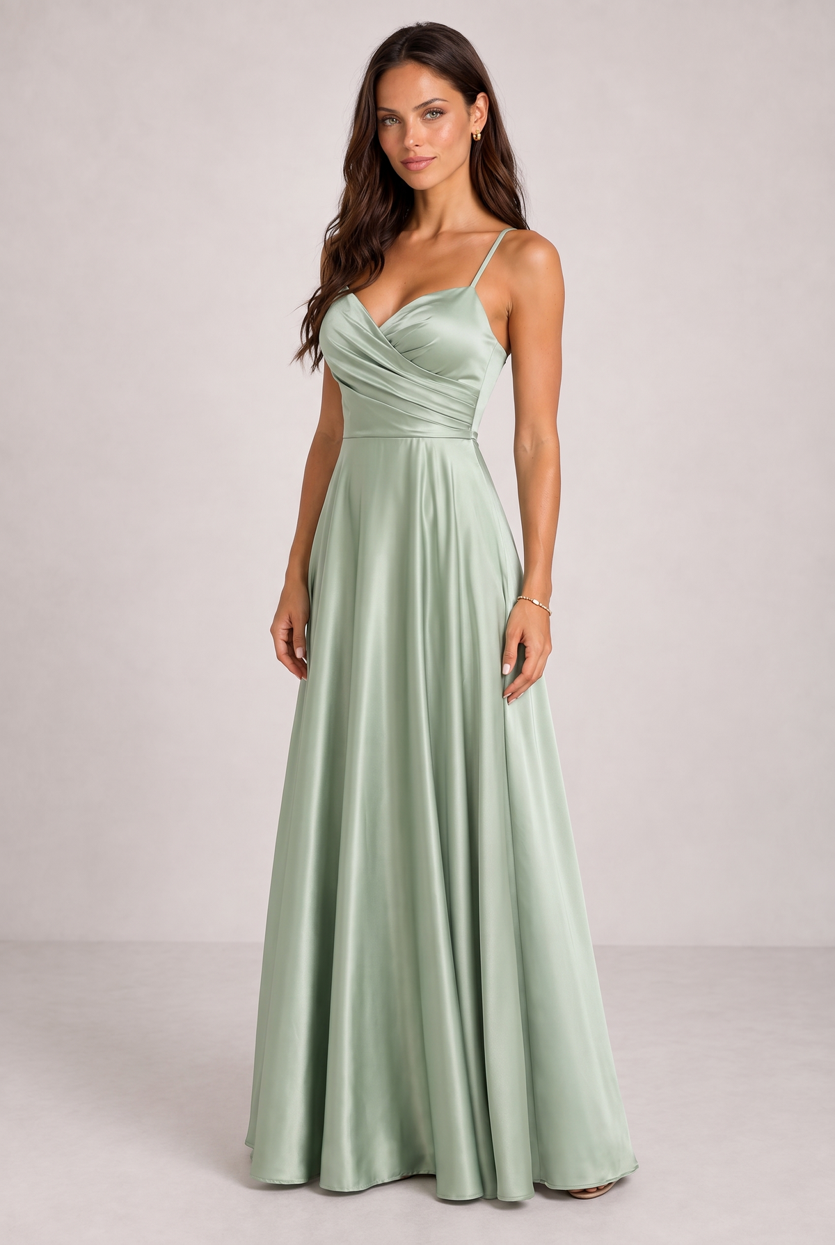 Vestido Satinado 24780 color Verde Basil