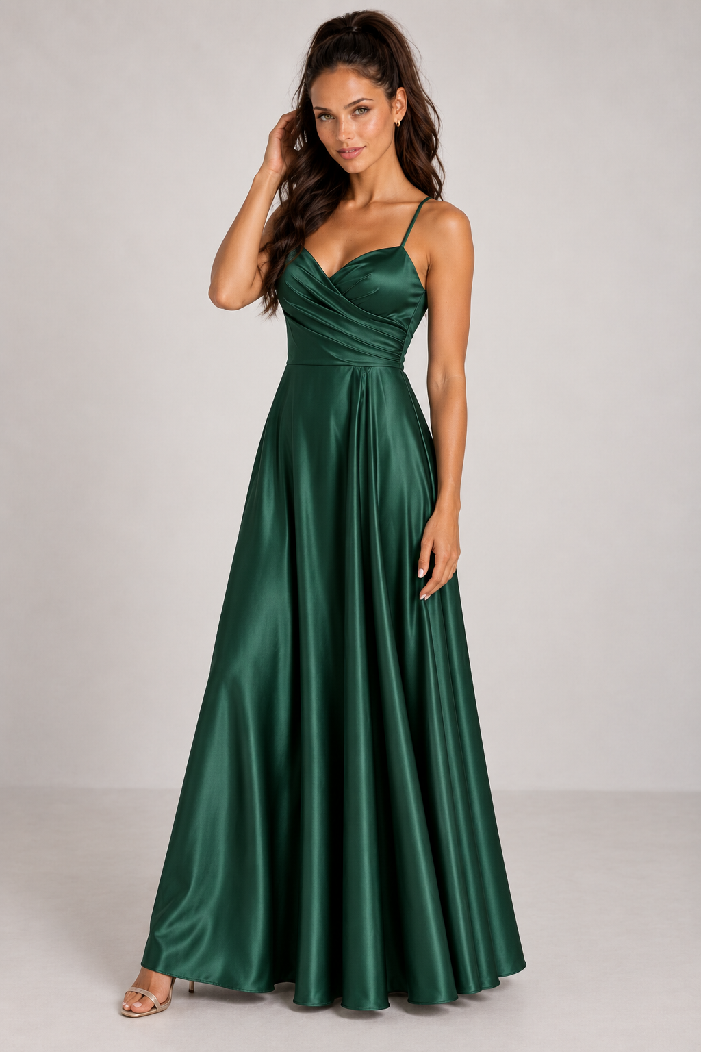 Vestido Satinado 24780 color Verde Botella