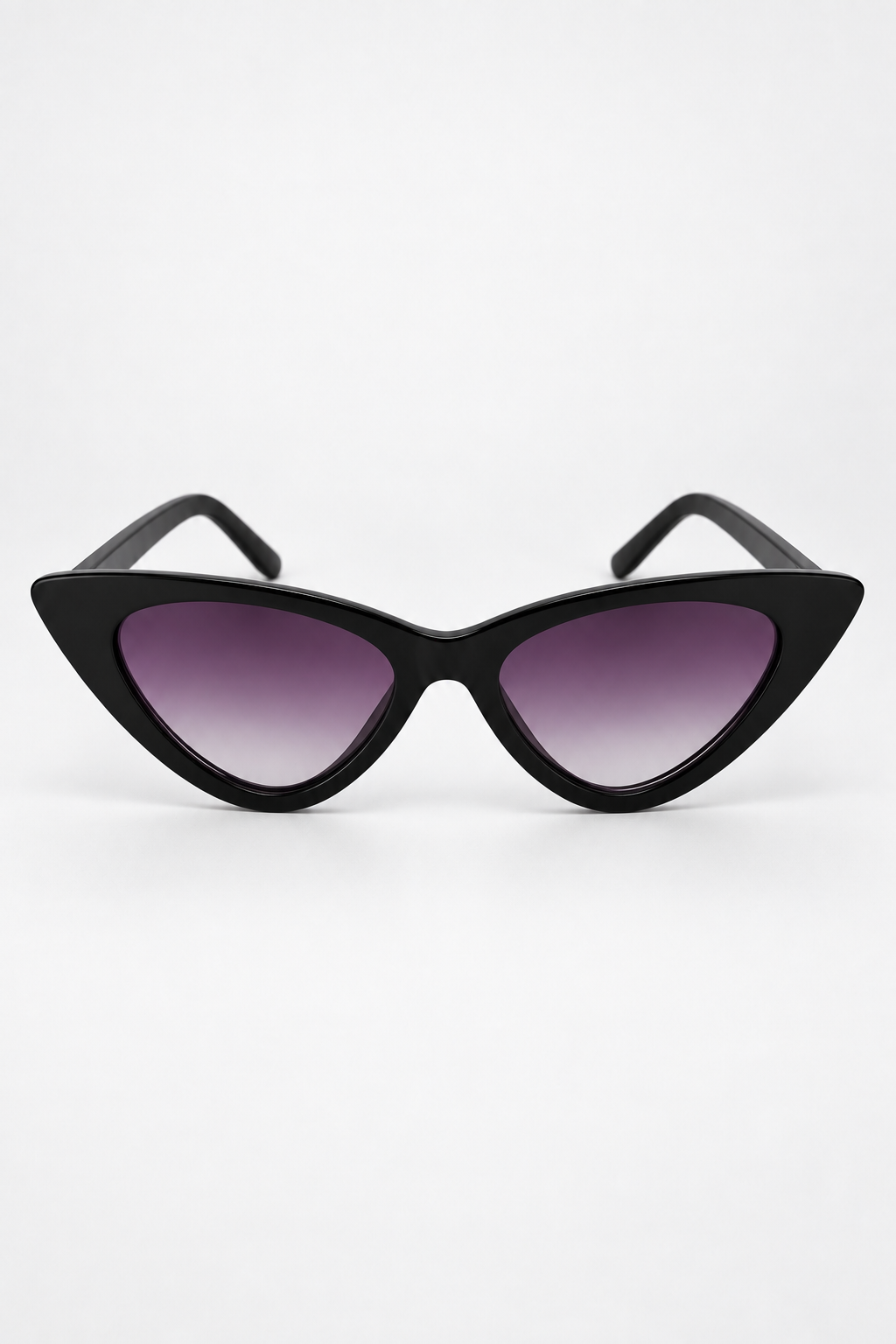 Gafas de sol Cat Eye negras con lentes lila - vista frontal