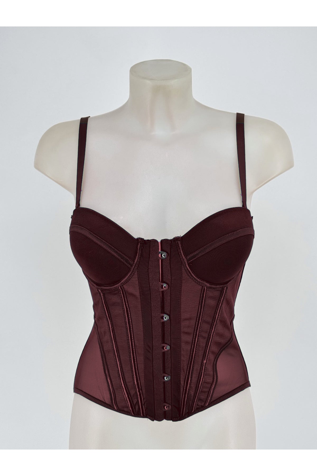 Top Corset Tul Estructurado burdeos