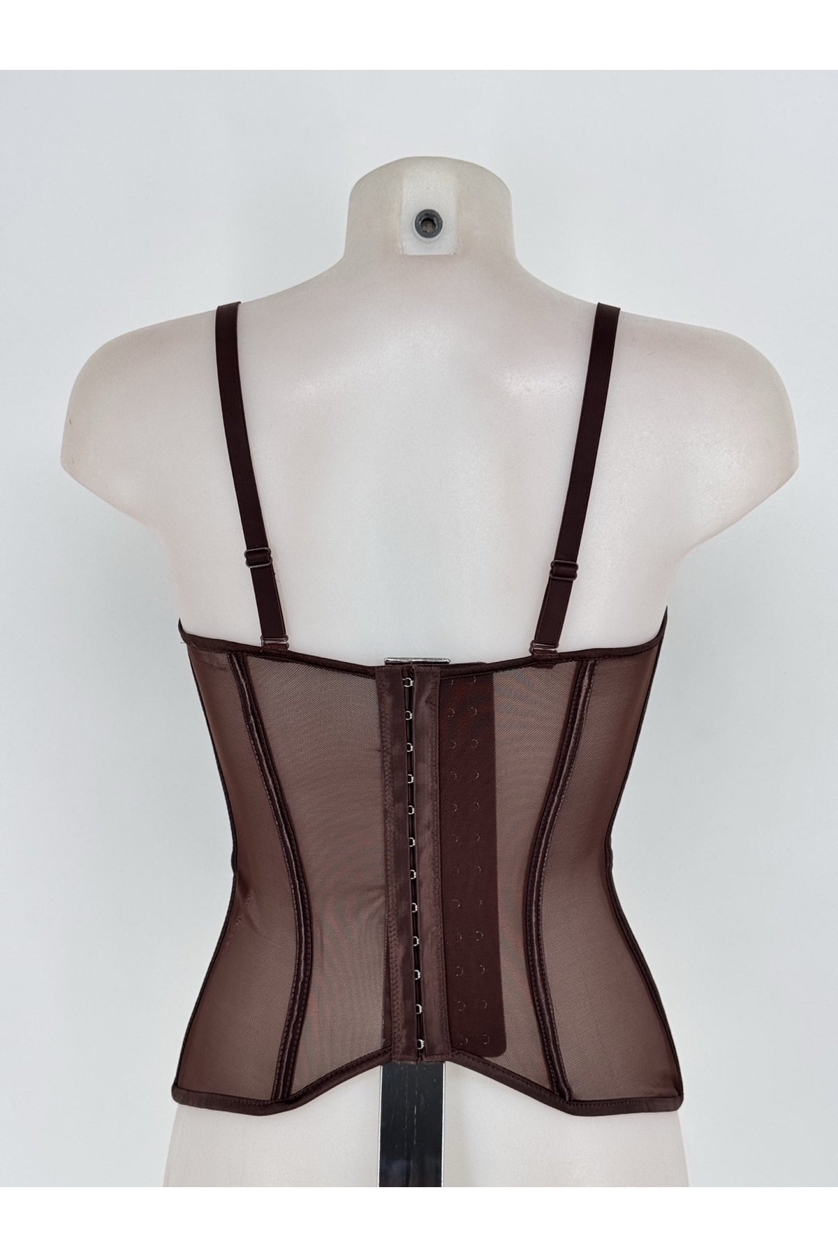 Top Corset Tul Estructurado chocolate vista trasera