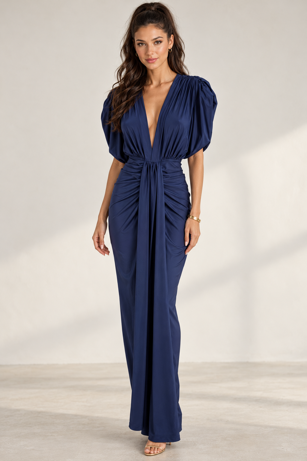 Vestido Ambra largo azul marino MIAyMIA vista frontal