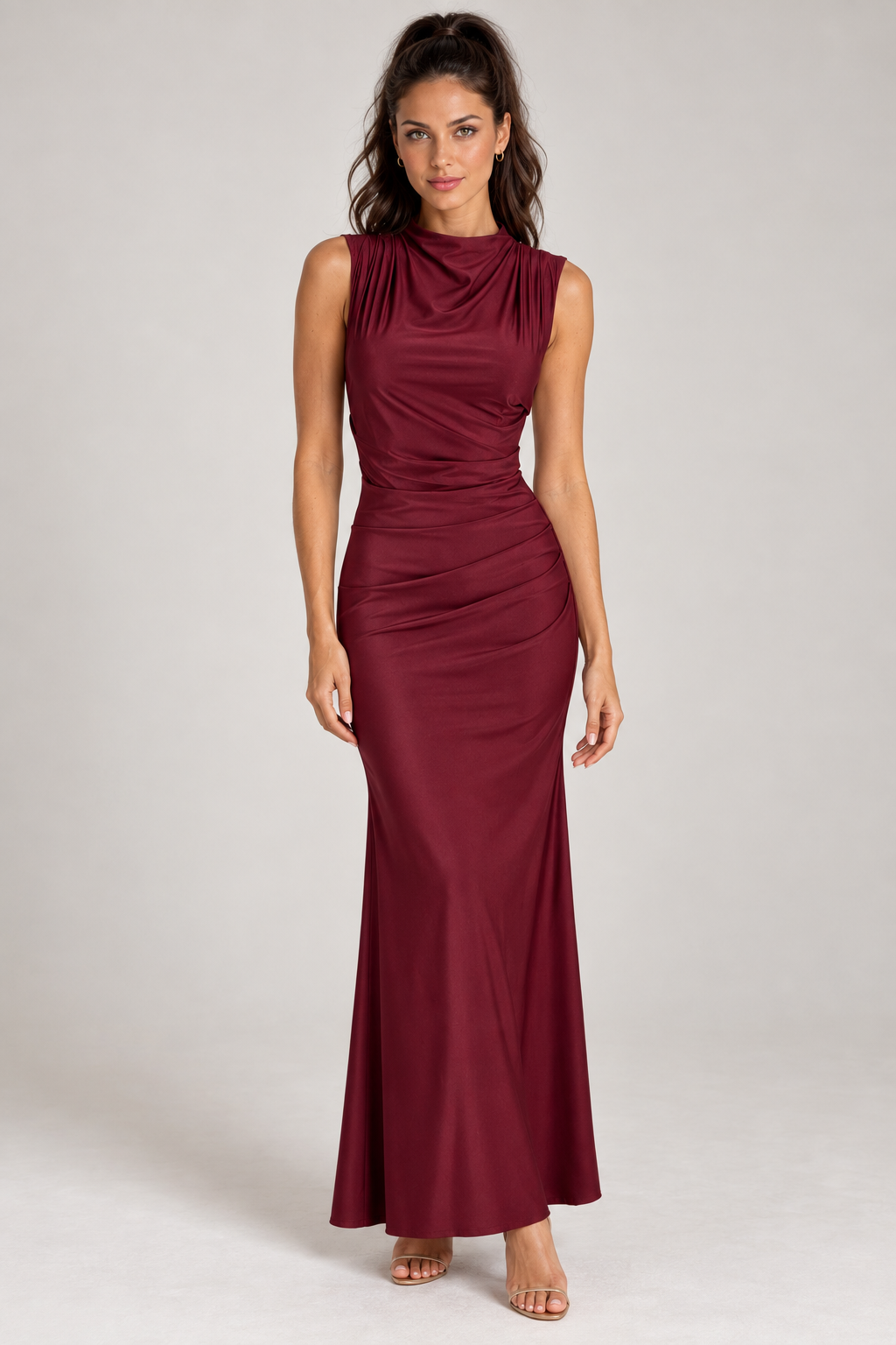 Vestido Carlotta burdeos frontal
