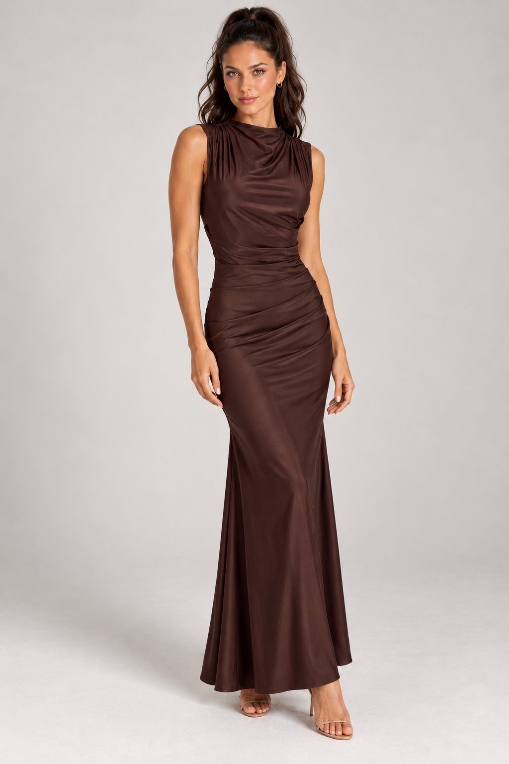 Vestido Carlotta chocolate frontal