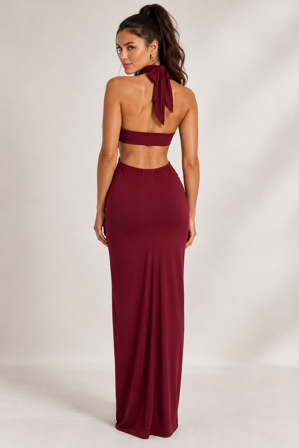 Vestido Fiama burdeos espalda