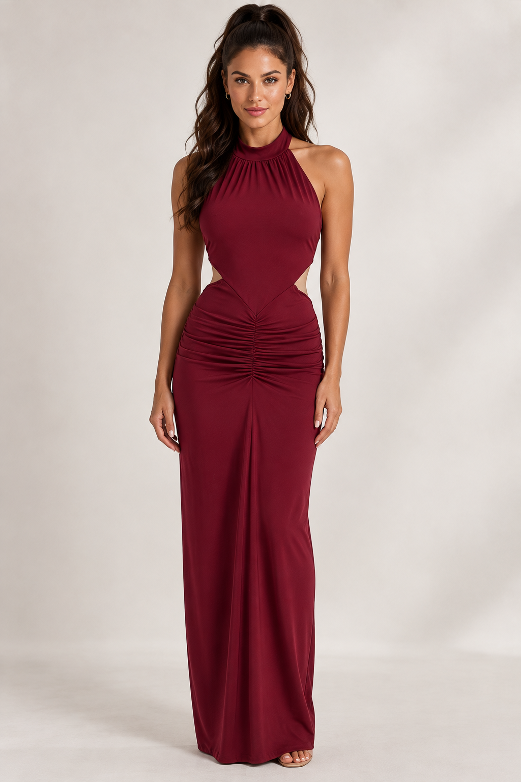 Vestido Fiama burdeos frontal