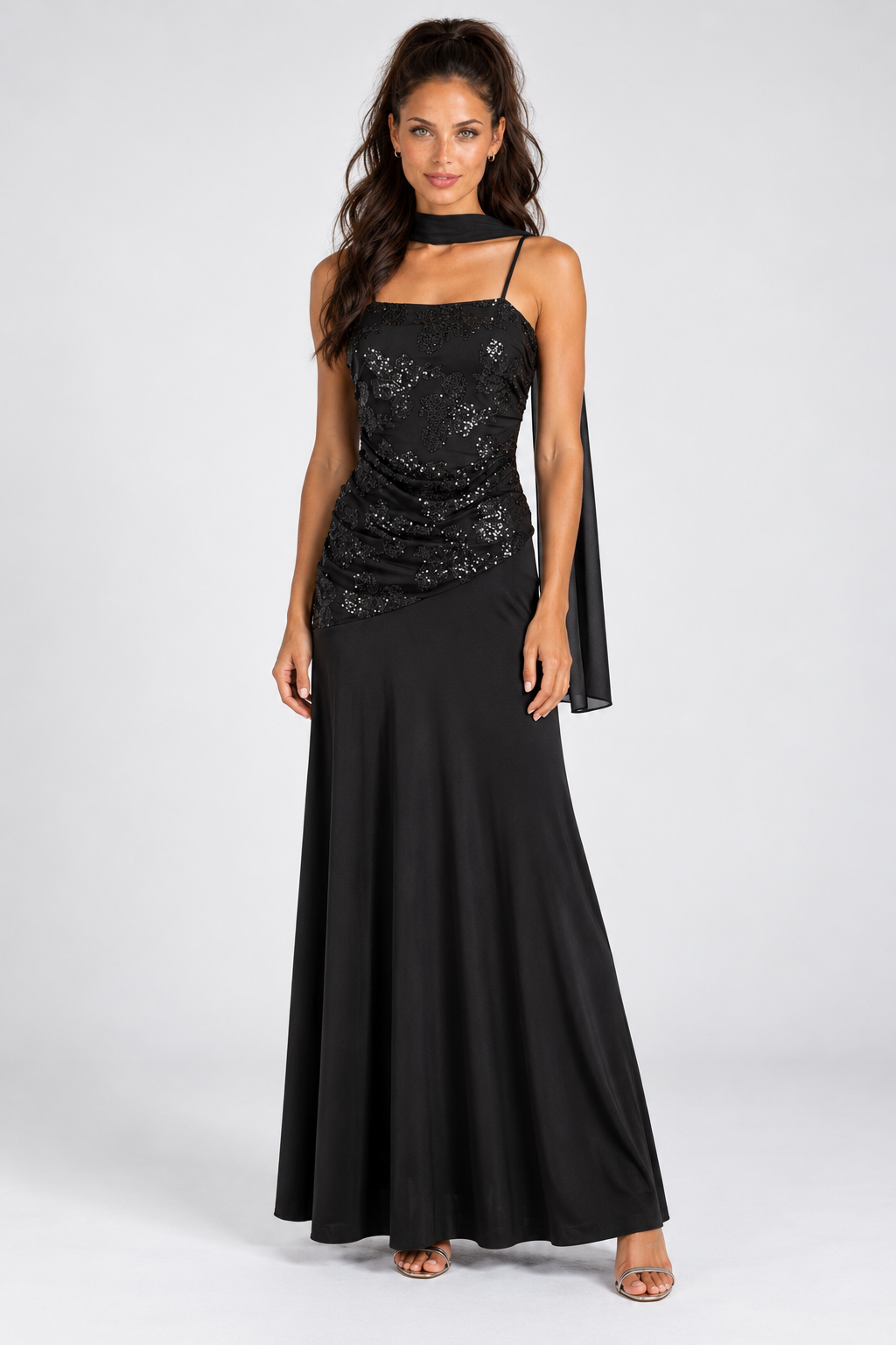 Vestido Grazia largo negro MIAyMIA vista frontal