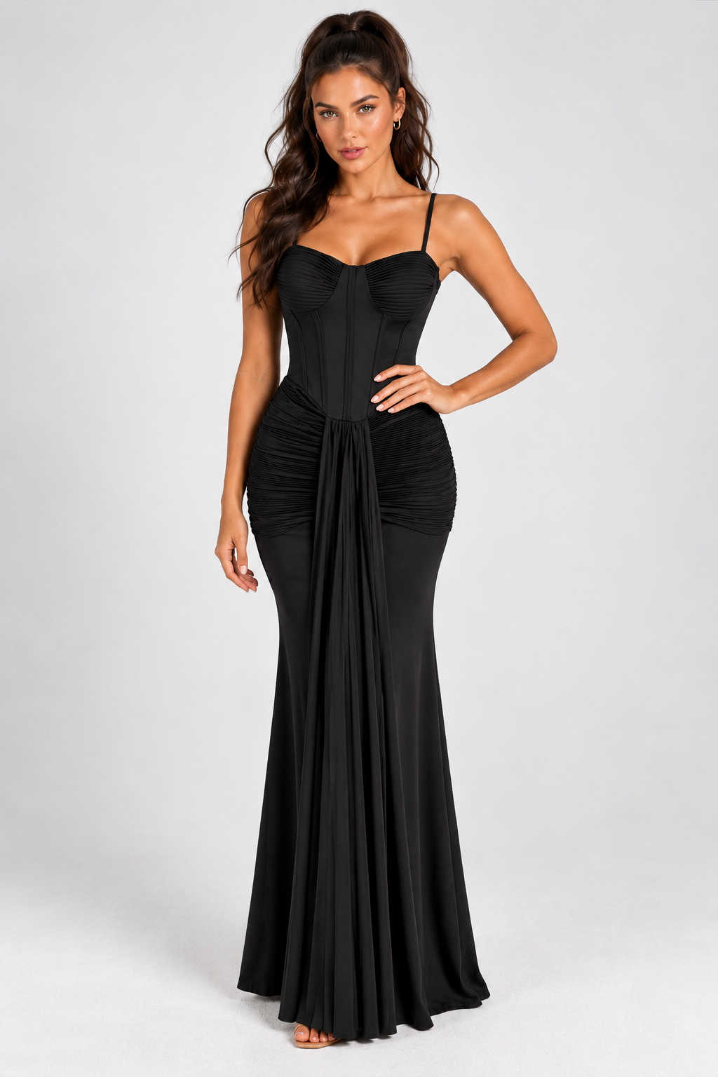 Vestido Valeria largo negro MIAyMIA vista frontal