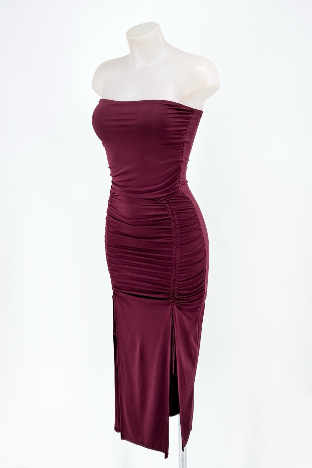 Vestido Verona burdeos vista lateral